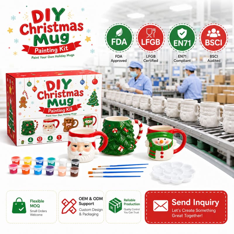 Christmas mug painting kit design detail