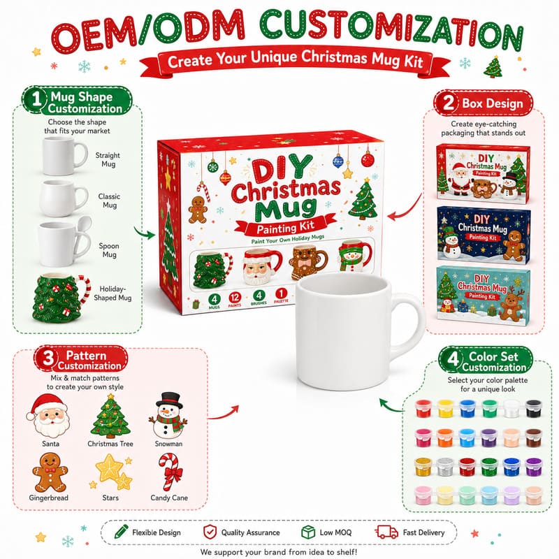 Christmas mug painting kit embroidered detail
