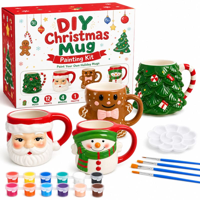 Christmas mug painting kit front view