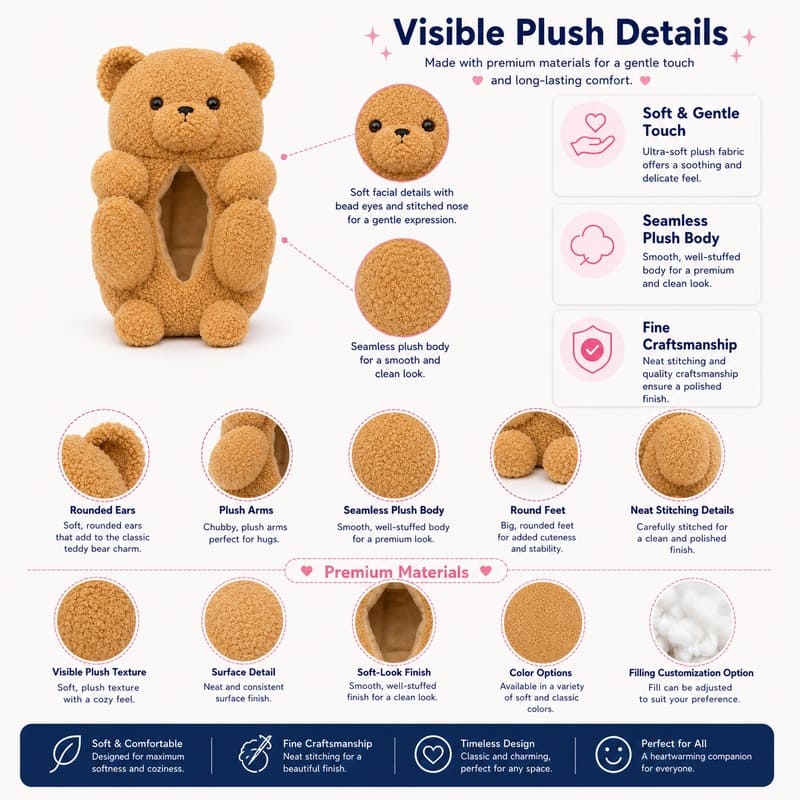 Classic teddy bear plush toy size reference
