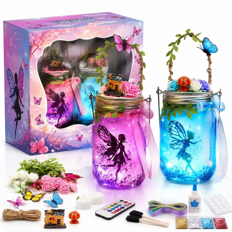 Color changing fairy jar night light kit for kids – wholesale oem/odm craft gift set front view