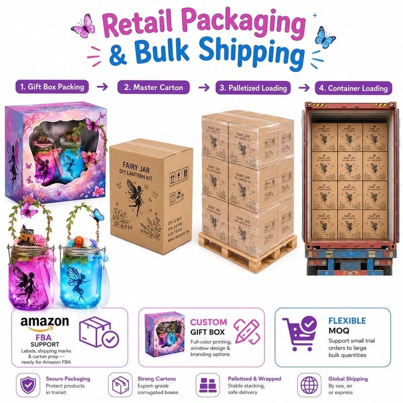 Color changing fairy jar night light kit for kids – wholesale oem/odm craft gift set stitching detail