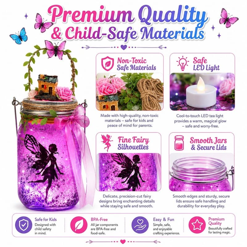 Color changing fairy jar night light kit for kids – wholesale oem/odm craft gift set embroidered detail