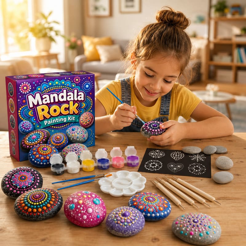 Colorful mandala rock painting kit for kids – wholesale oem/odm kids craft set stitching detail