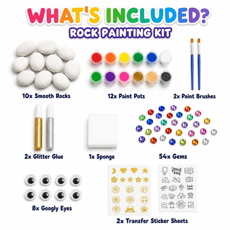 Colorful rock painting kit for kids – wholesale oem/odm kids craft set front side back view