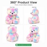 Colorful teddy bear plush toy collection front side back view