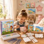 Complete canvas painting kit for kids stitching detail
