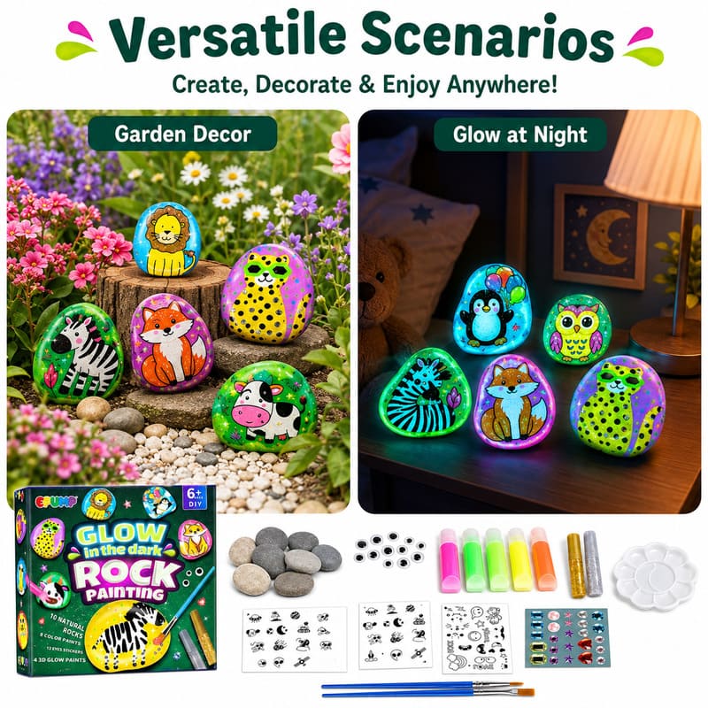 Cosmic glow-in-the-dark rock painting kit – wholesale oem/odm kids craft set embroidered detail