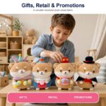 Costume shiba inu plush doll set for custom retail and oem plush collections stitching detail