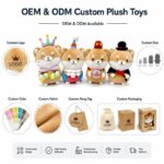 Costume shiba inu plush doll set for custom retail and oem plush collections embroidered detail