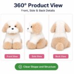 Cream tan longhair kitten plush toy front side back view