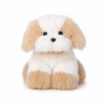Cream tan longhair kitten plush toy front view