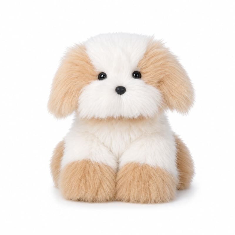 Cream tan longhair kitten plush toy front view