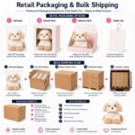 Cream tan longhair kitten plush toy design detail