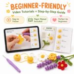 Crochet flower bouquet kit for beginners size reference