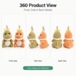 Crowned dinosaur plush keychain set front side back view