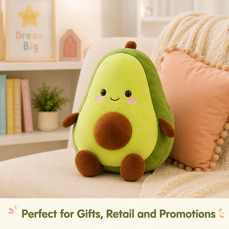 Custom avocado plush toy stitching detail