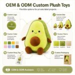Custom avocado plush toy embroidered detail