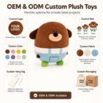 Custom cartoon dog mascot plush toy embroidered detail