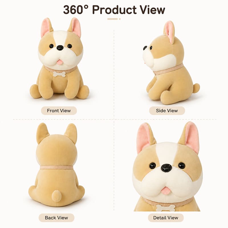 Custom corgi puppy plush toy front side back view