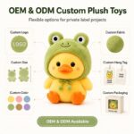 Frog costume duck plush toy embroidered detail