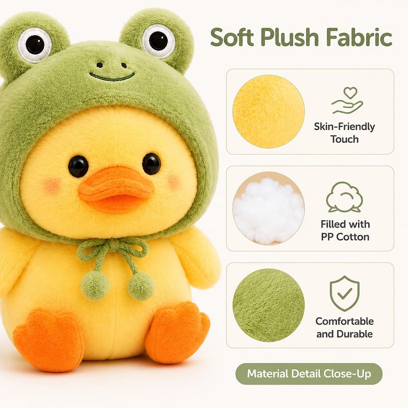 Frog costume duck plush toy size reference