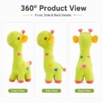 Custom green giraffe plush toy front side back view