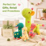 Custom green giraffe plush toy stitching detail