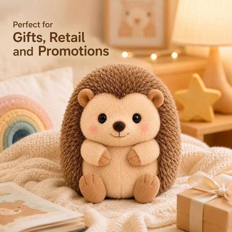 Custom hedgehog plush toy stitching detail