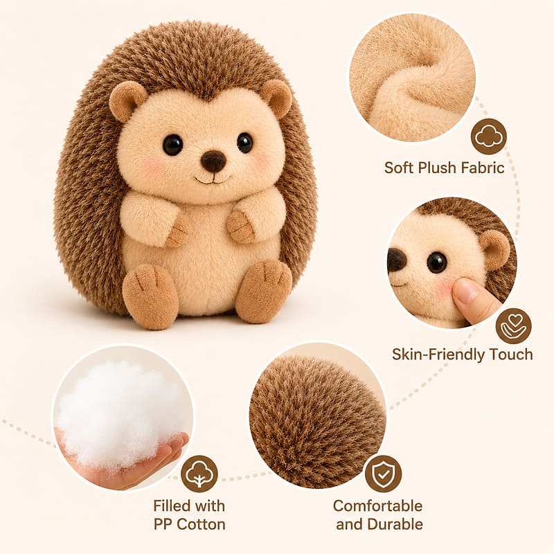Custom hedgehog plush toy size reference