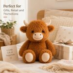 Custom highland cow plush toy stitching detail