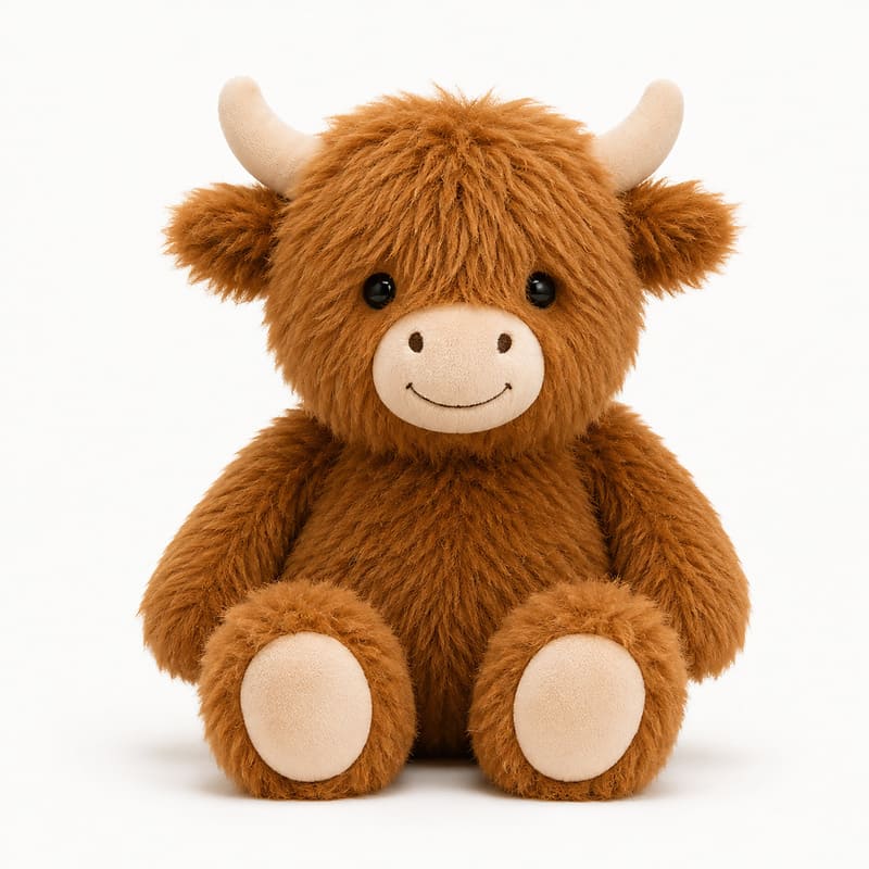 Custom highland cow plush toy front view