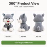 Custom husky dog plush toy front side back view