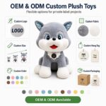 Custom husky dog plush toy embroidered detail