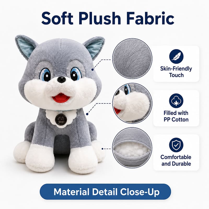 Custom husky dog plush toy size reference