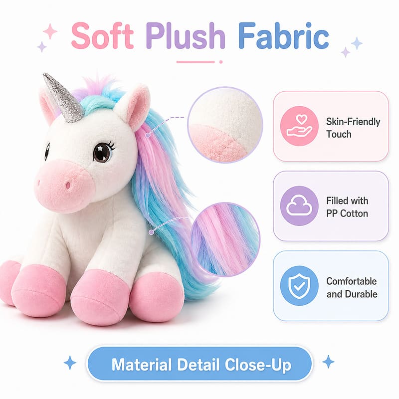 Custom pink unicorn plush toy size reference