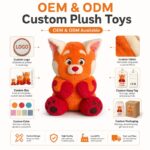 Custom red panda plush toy embroidered detail