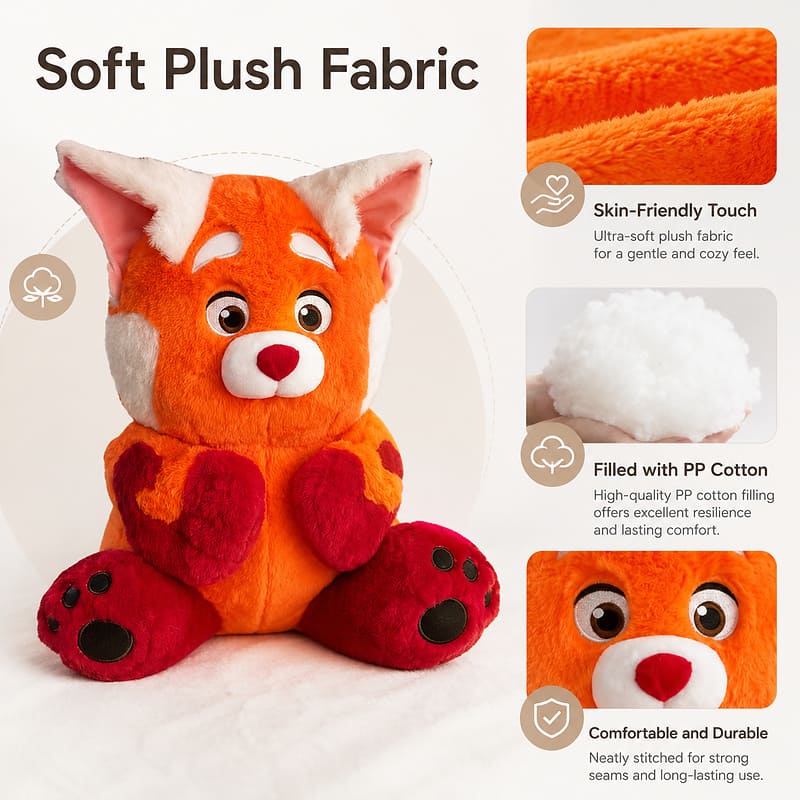 Custom red panda plush toy size reference
