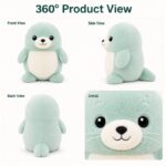 Custom seal plush toy front side back view