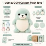 Custom seal plush toy embroidered detail