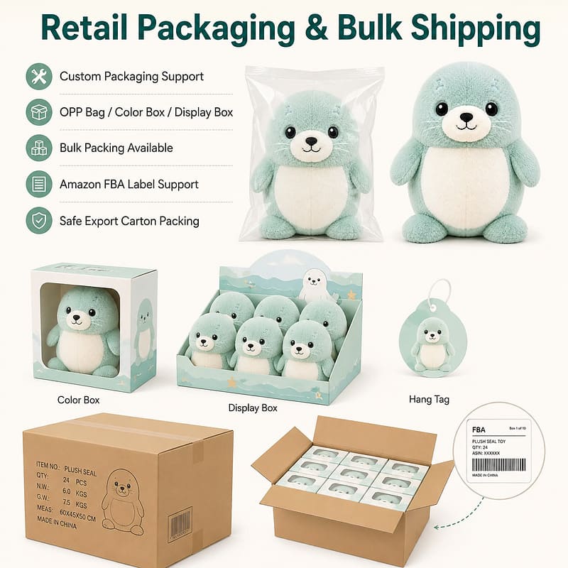 Custom seal plush toy design detail