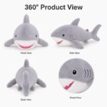 Custom shark plush toy front side back view