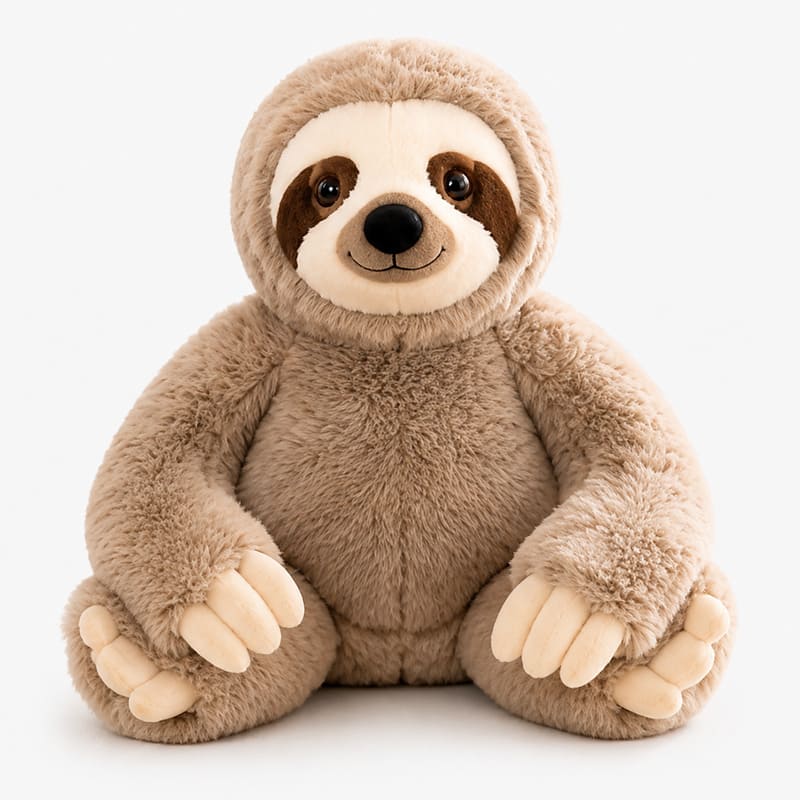 Custom sloth plush toy front view