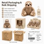 Custom sloth plush toy design detail