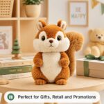 Custom squirrel plush toy stitching detail