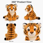 Custom tiger plush toy front side back view