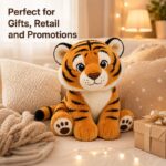 Custom tiger plush toy stitching detail