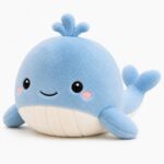 Custom blue whale plush toy front view