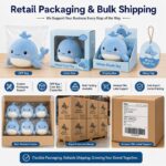 Custom blue whale plush toy design detail