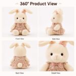 Custom white bunny plush doll front side back view